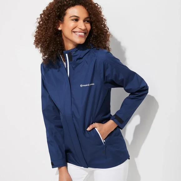 Vineyard Vines Stow & Go Raincoat Blue Pink Hood XS - Picture 2 of 12